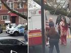 Four children have been raced to hospital after being slashed with a meat cleaver.